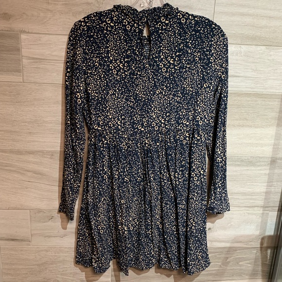 Zara animal print long sleeve dress high collared with elastic waist size Large - Picture 7 of 7
